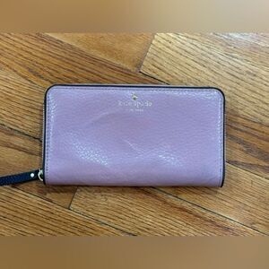 Kate Spade Mauve Pink Leather Zip Around Continental Wallet